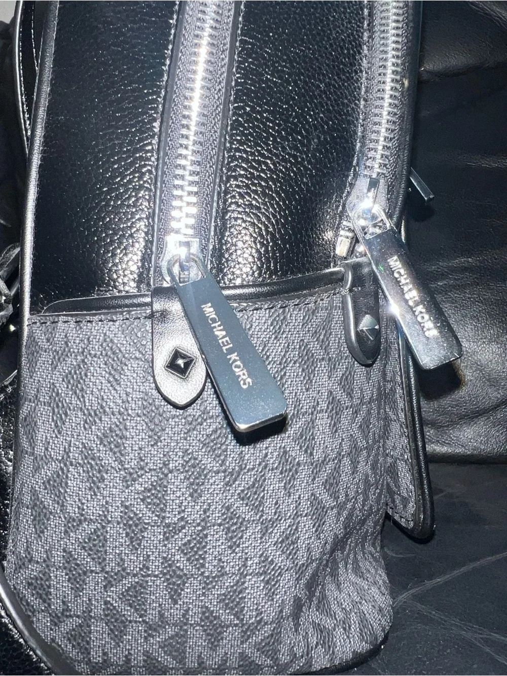 Michael Kors Black & Gray Signature Backpack